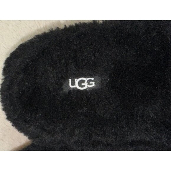 Authentic UGG Women’s Fluffita Clear Sheepskin Slide Sandals Shoes Black Size 11 - Picture 3 of 8